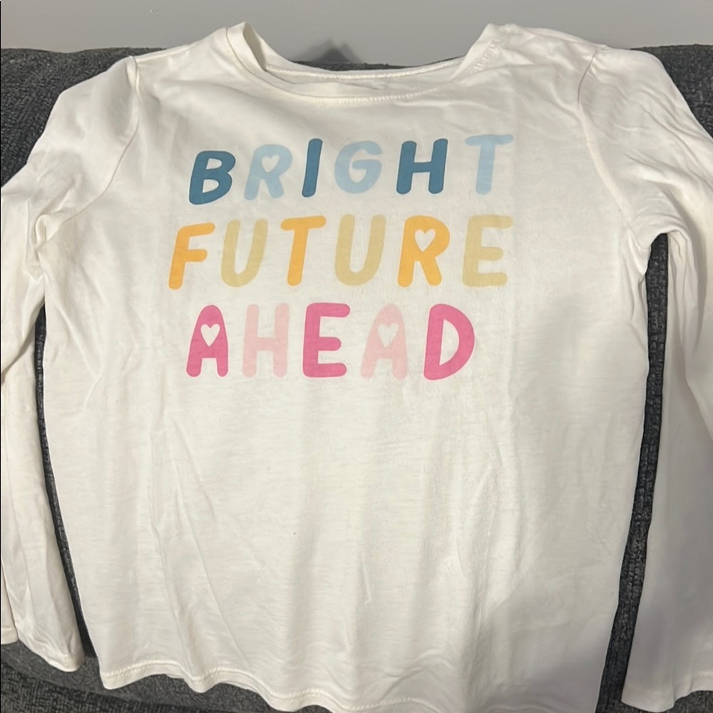 Kids White Long Sleeve Shirt with Colorful Print